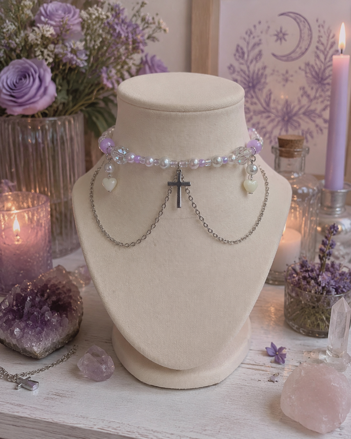 Lavender Prayer Choker Necklace