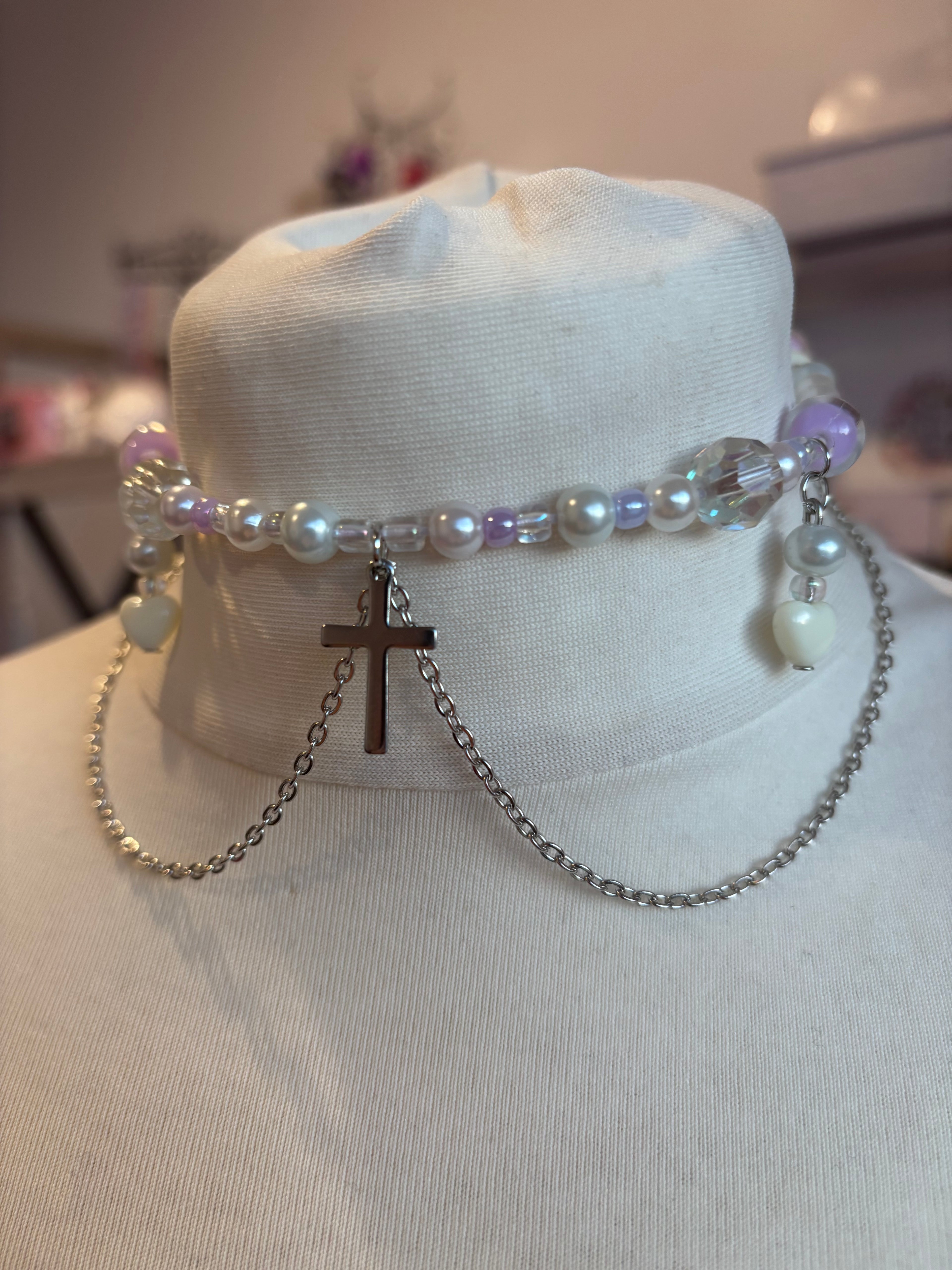 Lavender Prayer Choker Necklace